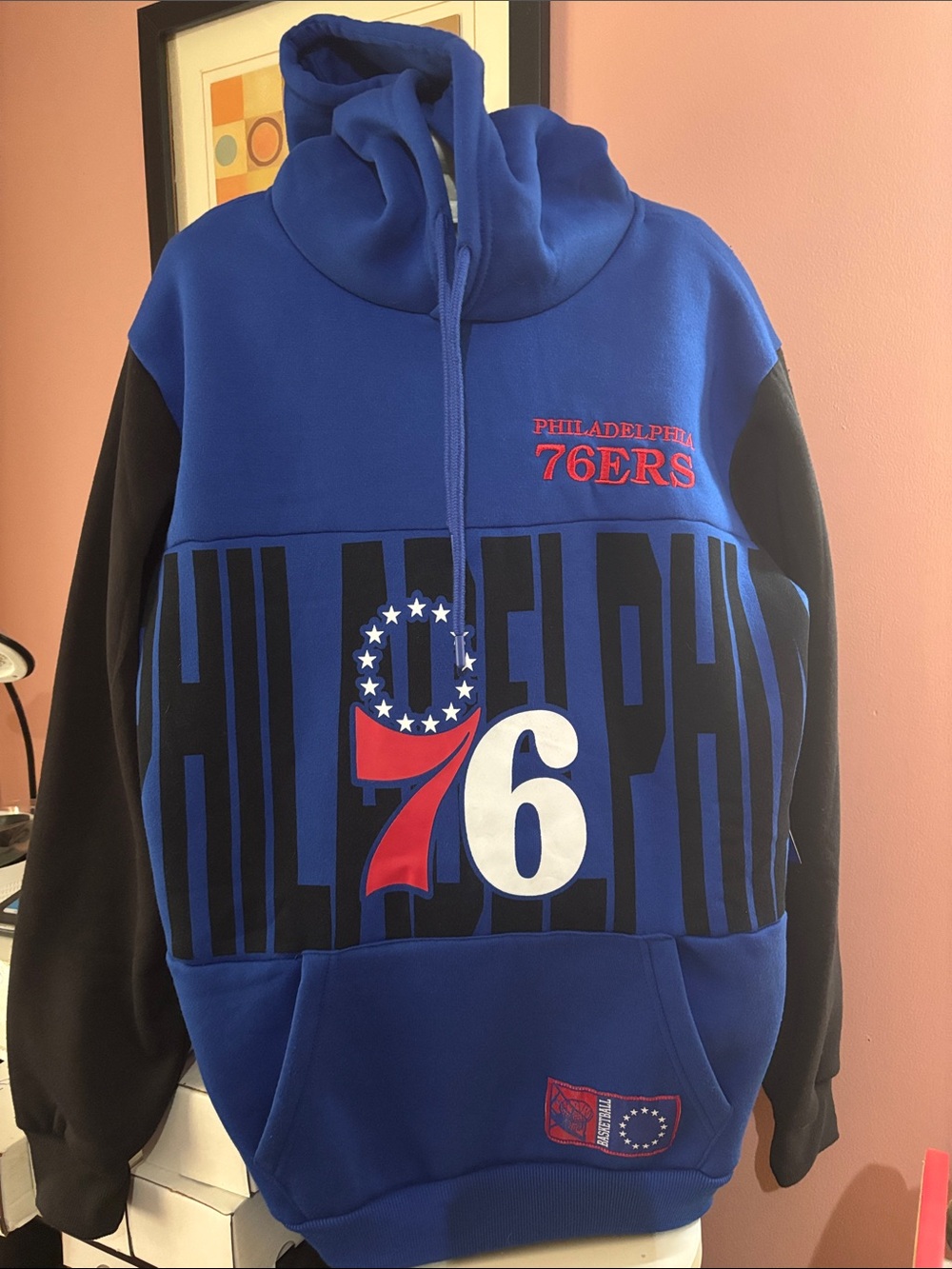 Philadelphia 76ers Blue, Red & Black Pullover Hoodie NWT Size Medium